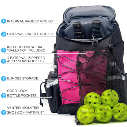Athletico 35L Pickleball Backpack - Pickleball Bags for Men or Women Includes Pickleball Ball Holder