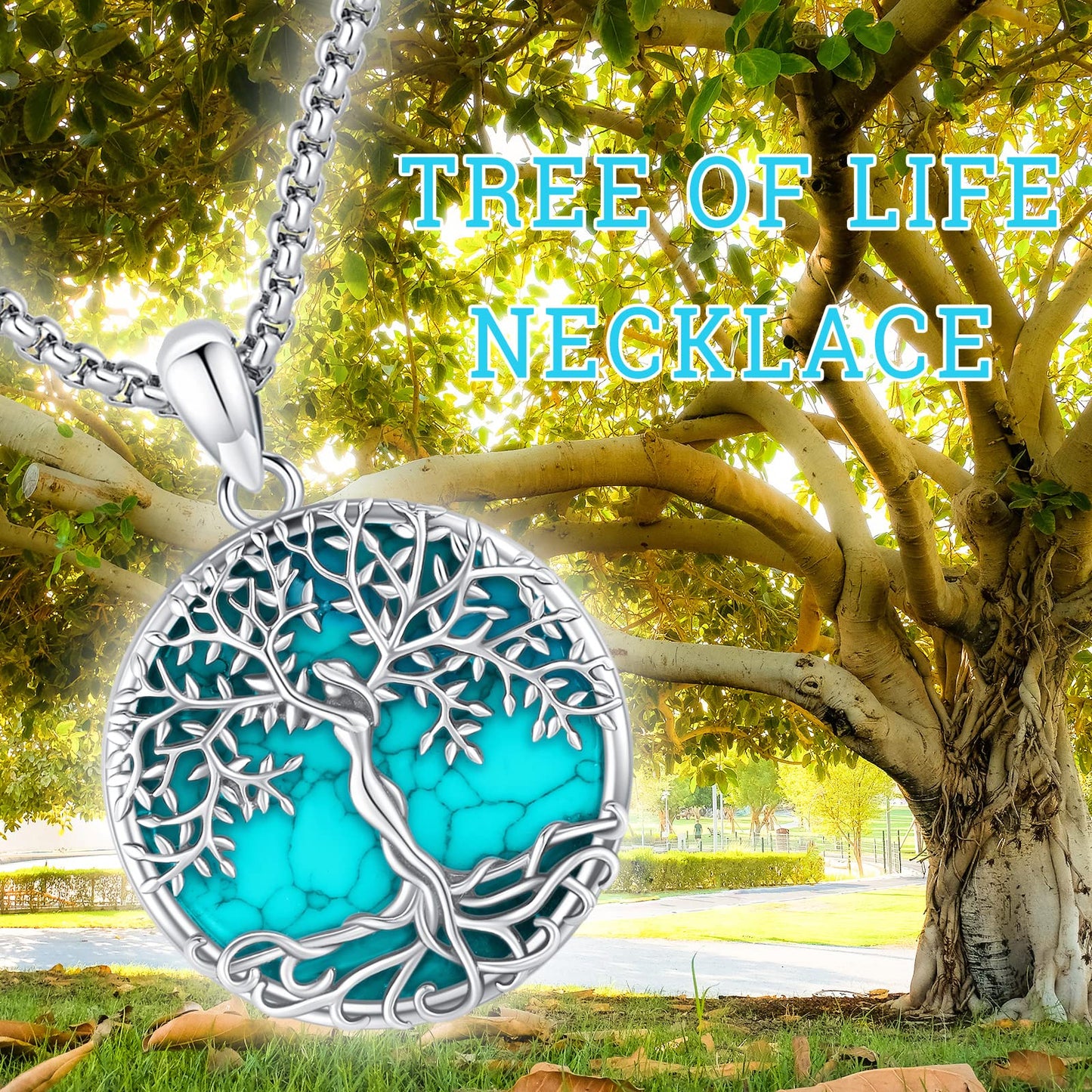 Jewelry Gifts - Tree of Life Necklace Sterling Silver Abalone Shell/Opal/Moonstone/Black Onyx/Turquoise/Malachite/Crystal Family Tree of Life Jewelry for Women Men