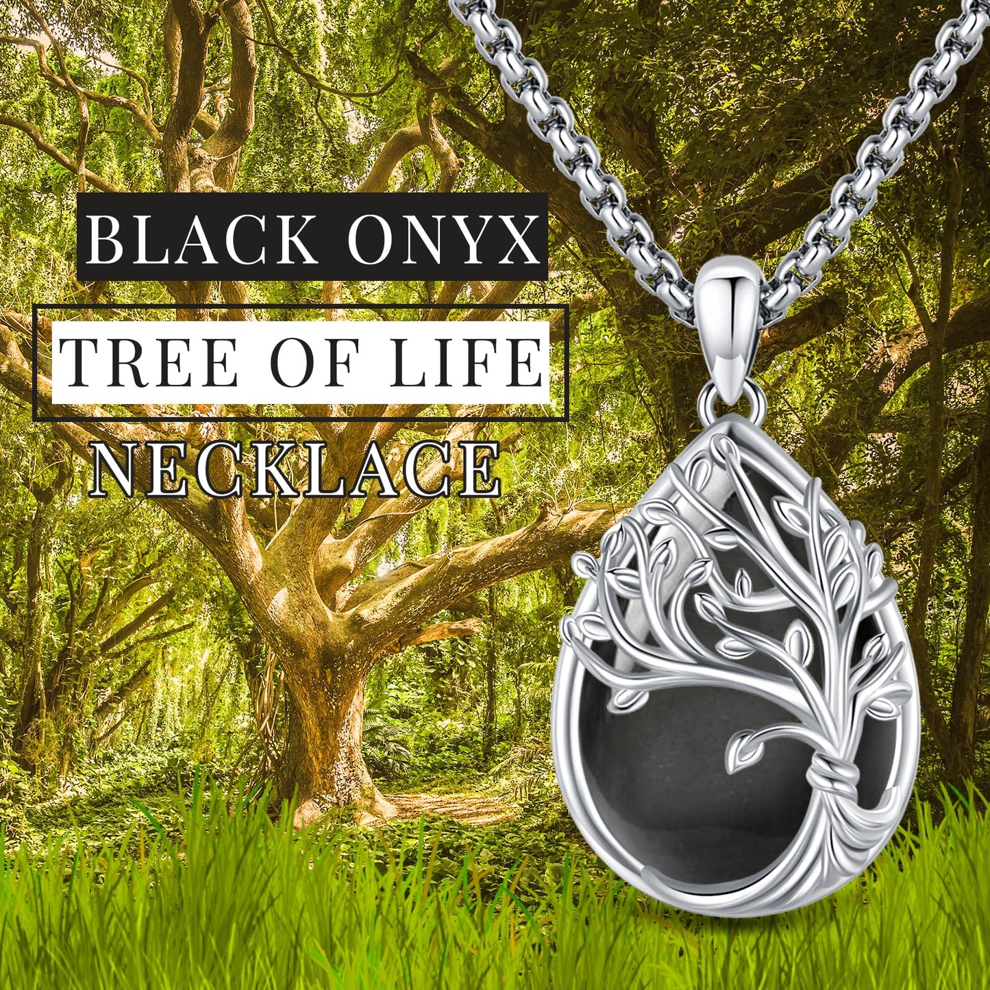 Jewelry Gifts - Tree of Life Necklace Sterling Silver Abalone Shell/Opal/Moonstone/Black Onyx/Turquoise/Malachite/Crystal Family Tree of Life Jewelry for Women Men