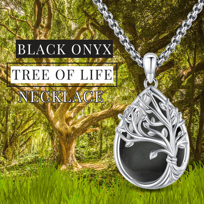 Jewelry Gifts - Tree of Life Necklace Sterling Silver Abalone Shell/Opal/Moonstone/Black Onyx/Turquoise/Malachite/Crystal Family Tree of Life Jewelry for Women Men