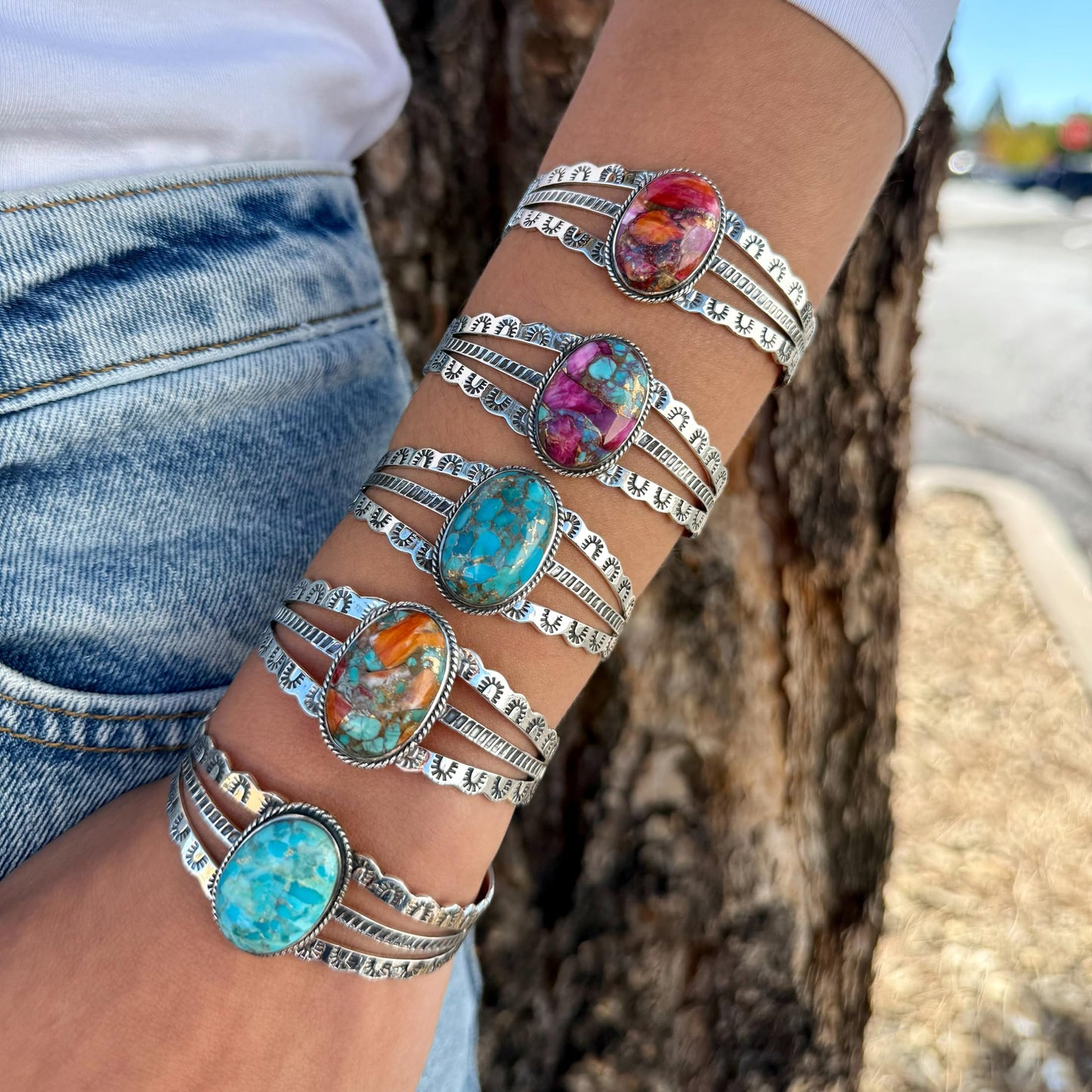 Turquoise Bracelet Sterling Silver 925 Genuine Gemstones