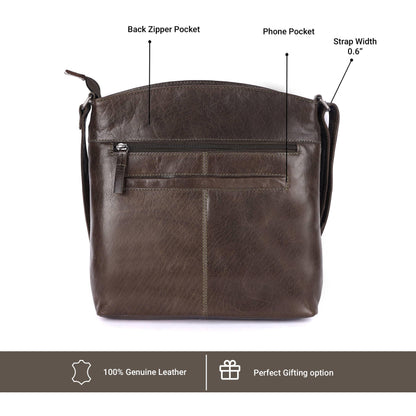 Terry Large Soft Real Leather Womens Crossbody Handbags and Purses-Triple Zip Premium Sling Crossover Shoulder Bag