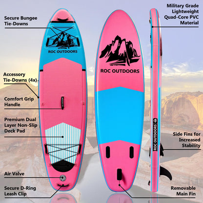 Roc Inflatable Stand Up Paddle Board 10' 6" with Premium SUP Paddle Board Accessories, Wide Stable Design, Non-Slip Comfort Deck for Youth & Adults