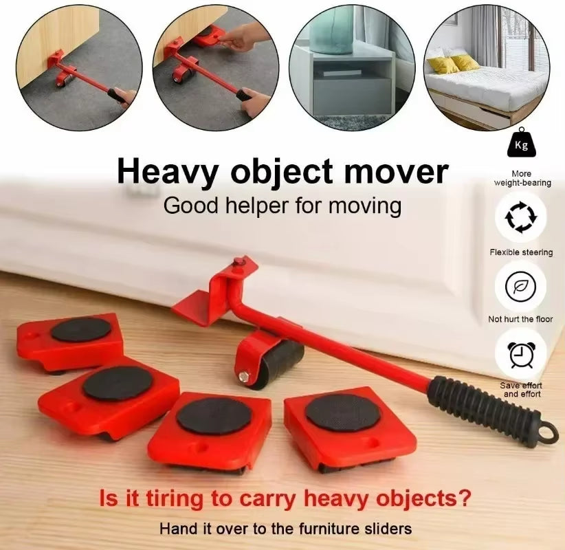 EasyGlide Furniture Mover Set – Heavy Lifter Bar & Slider Wheels for Effortless Moving